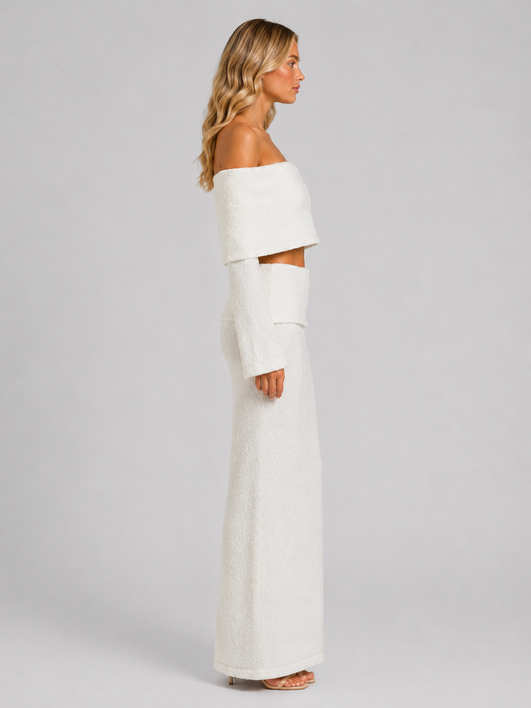 Women's Off-Shoulder Co-Ord Set – Elegant Maxi Skirt Two-Piece