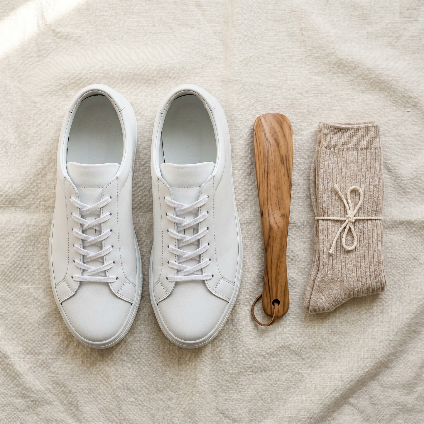 Turin Leather Sneakers - styled flat lay
