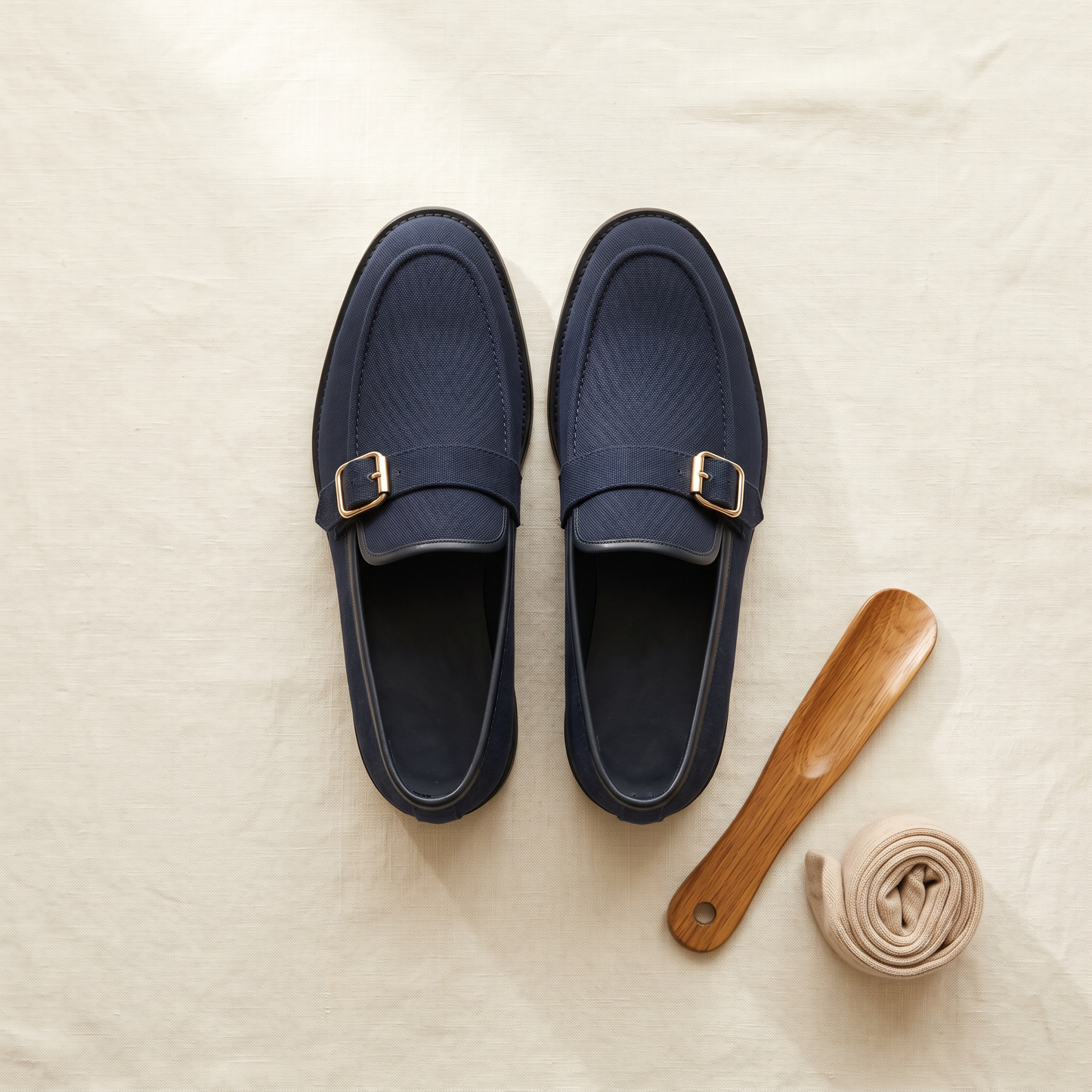 Chester Buckle Loafers - styled flat lay