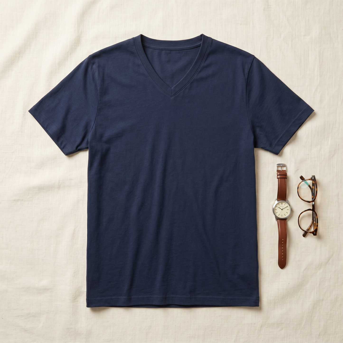 Vance Vintage V-Neck Tee - styled flat lay