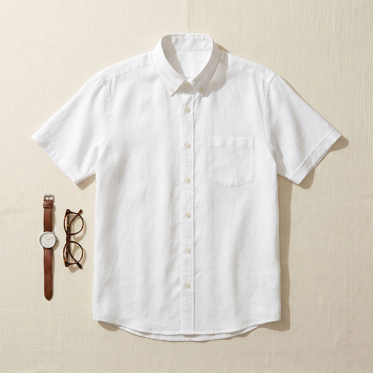 Sardinia Linen-Blend Shirt - styled flat lay