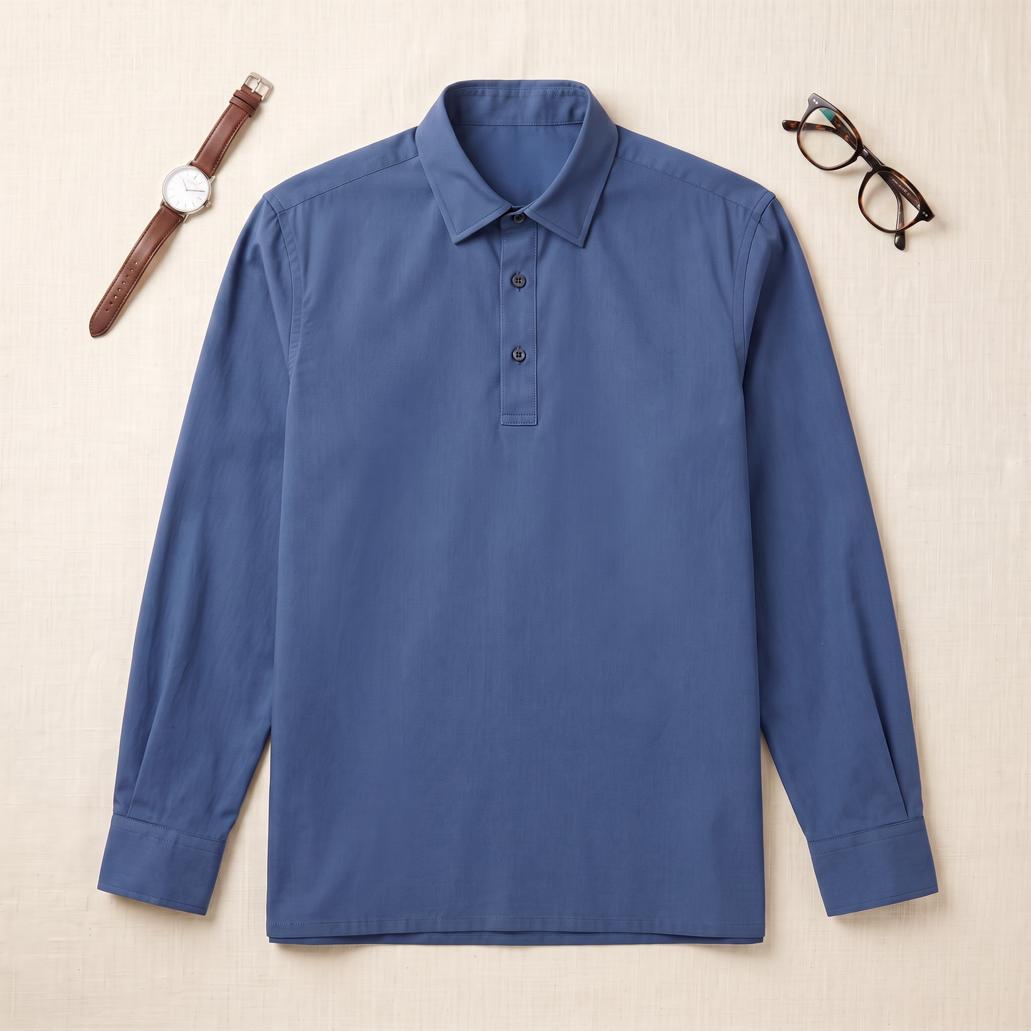 Beaumont Quarter-Button Shirt - styled flat lay