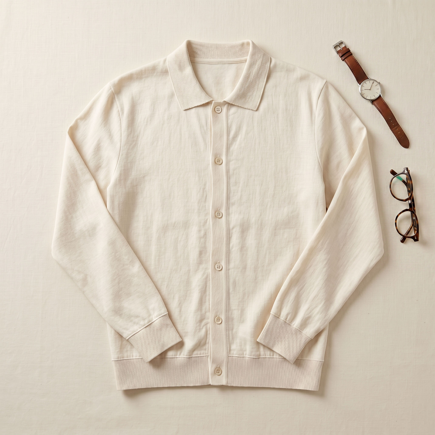 Luca Cardigan Polo - styled flat lay