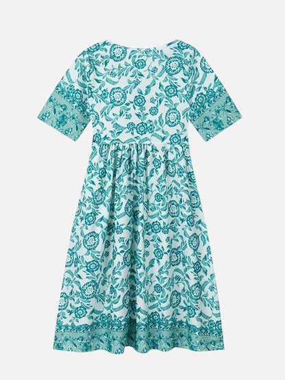 Women’s Floral V-Neck Midi Dress – Relaxed Summer Elegance