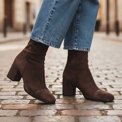 Women’s Heeled Ankle Boots – Suede Style