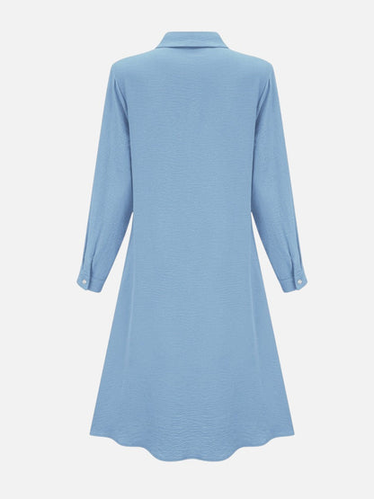 Women’s Button Front Midi Shirt Dress – Relaxed Flattering Fit