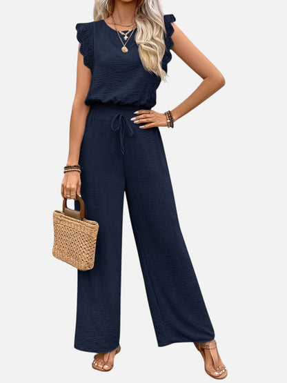 Women’s Two Piece Outfit Set – Relaxed Top & Wide Leg Trousers