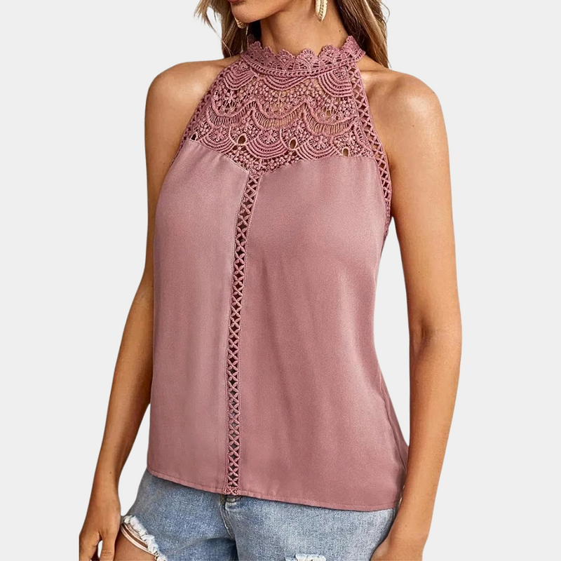 Elowyn Lace Mock-Neck Sleeveless Top