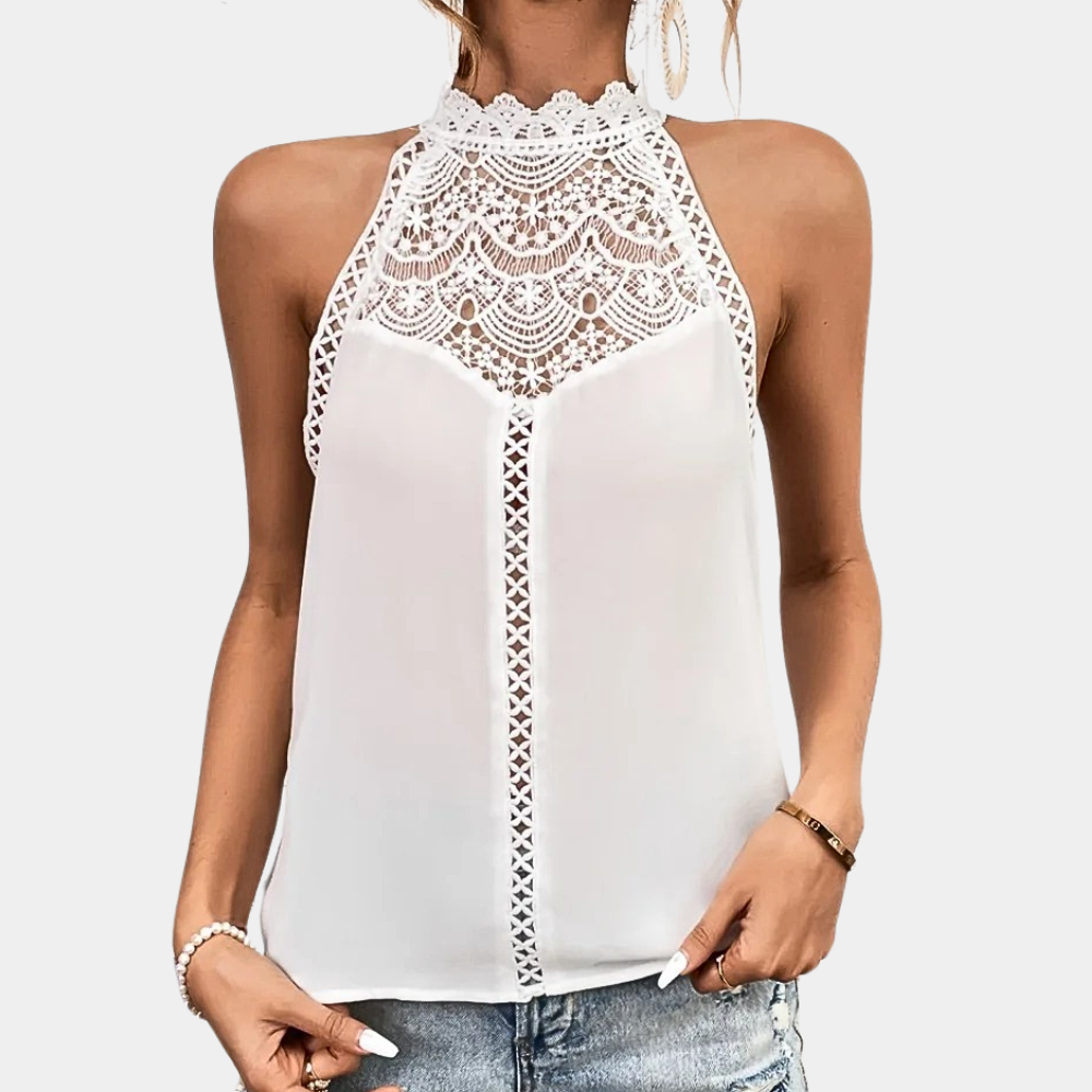Elowyn Lace Mock-Neck Sleeveless Top
