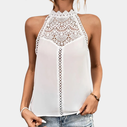 Elowyn Lace Mock-Neck Sleeveless Top