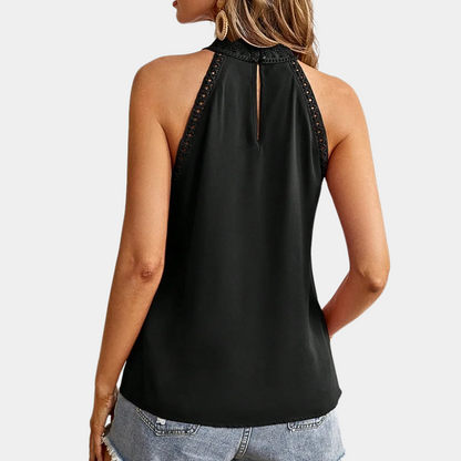 Elowyn Lace Mock-Neck Sleeveless Top