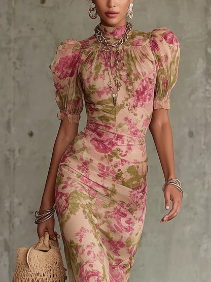 Patricia Elegant Floral Maxi Dress with Sleeves for Women