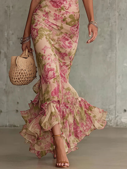 Patricia Elegant Floral Maxi Dress with Sleeves for Women
