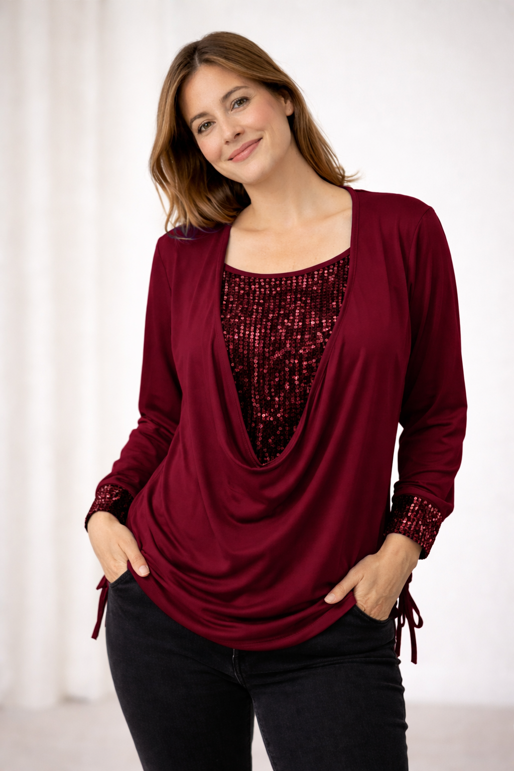 Veloura Sequin Detail Women's Blouse