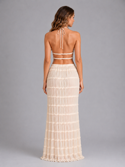 Women's Ruffle Textured Two-Piece Set – Summer Holiday Style