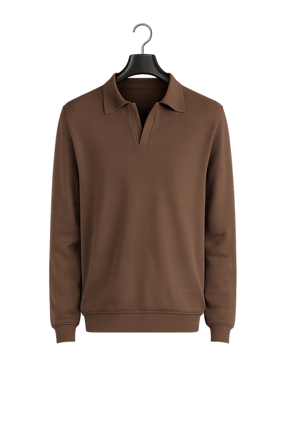 Ribbed Polo Cotton Sweater