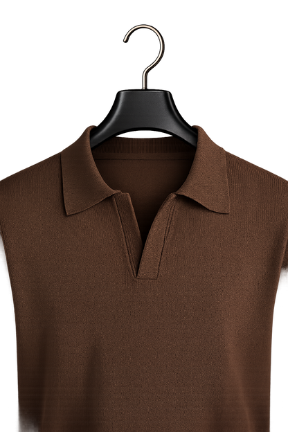 Ribbed Polo Cotton Sweater
