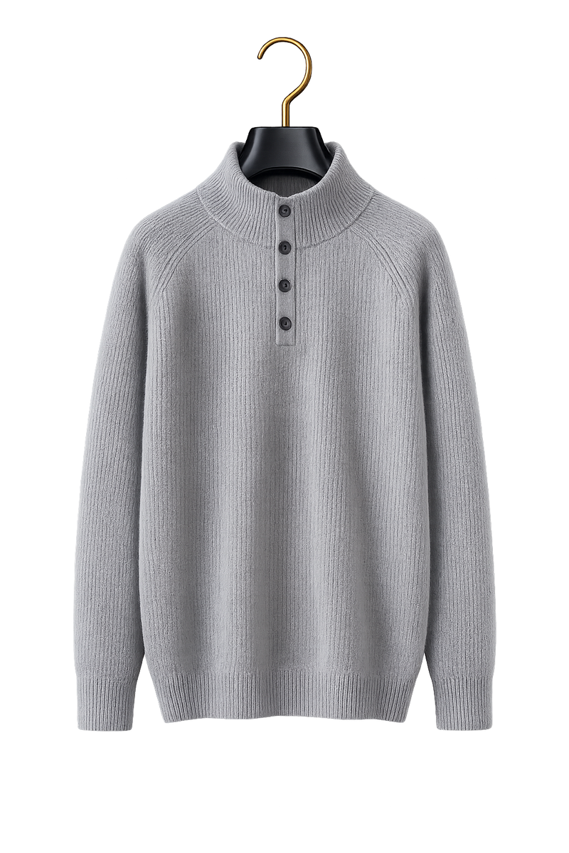 Maison Cashmere Mock-Neck Henley