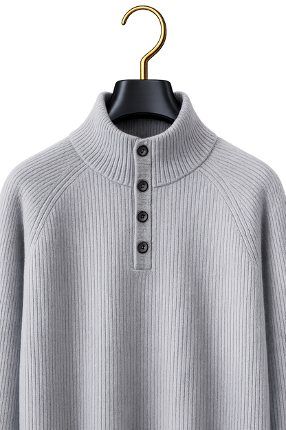 Maison Cashmere Mock-Neck Henley