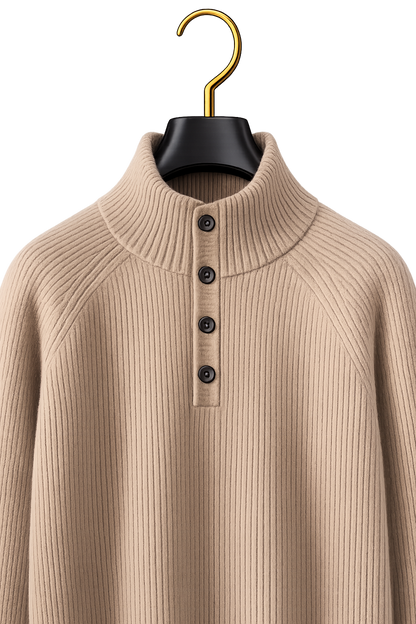Maison Cashmere Mock-Neck Henley