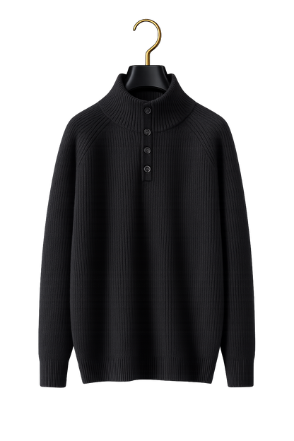 Maison Cashmere Mock-Neck Henley