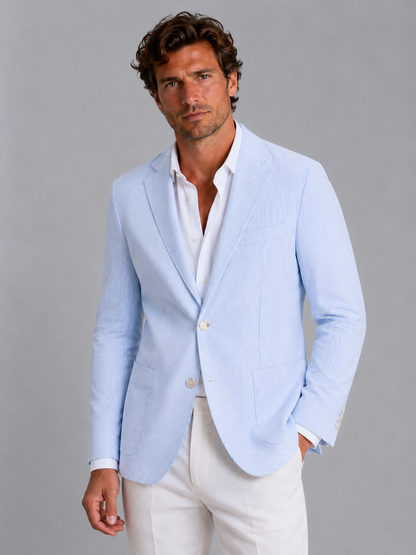 Men’s Striped Summer Blazer – Lightweight Tailored Suit Jacket