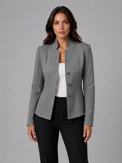 Women's Textured Tailored Blazer – Structured Fit Jacket