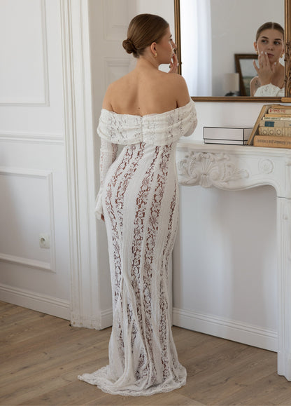 Arielle Elegant Lace White Maxi Dress