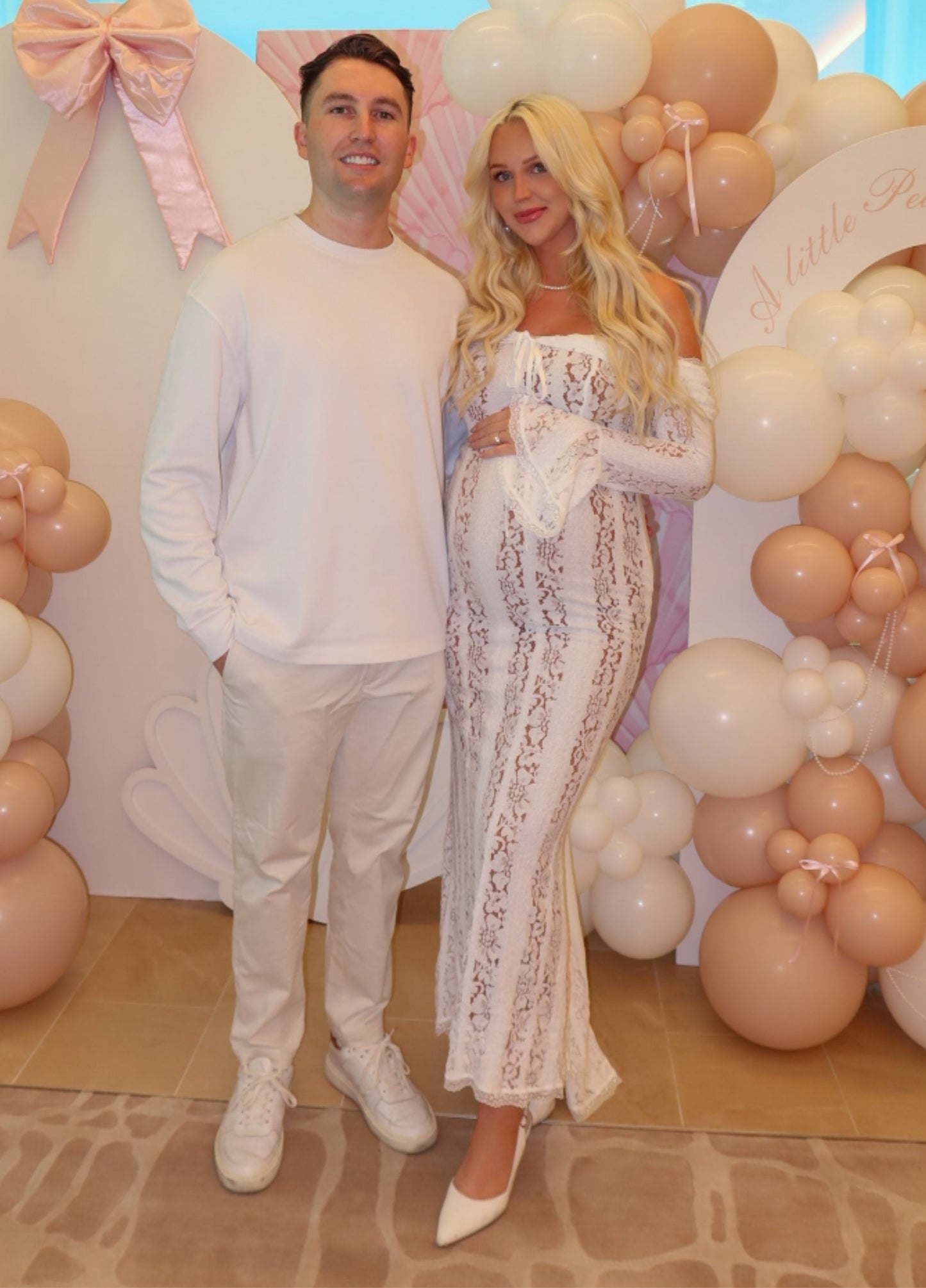 Arielle Elegant Lace White Maxi Dress