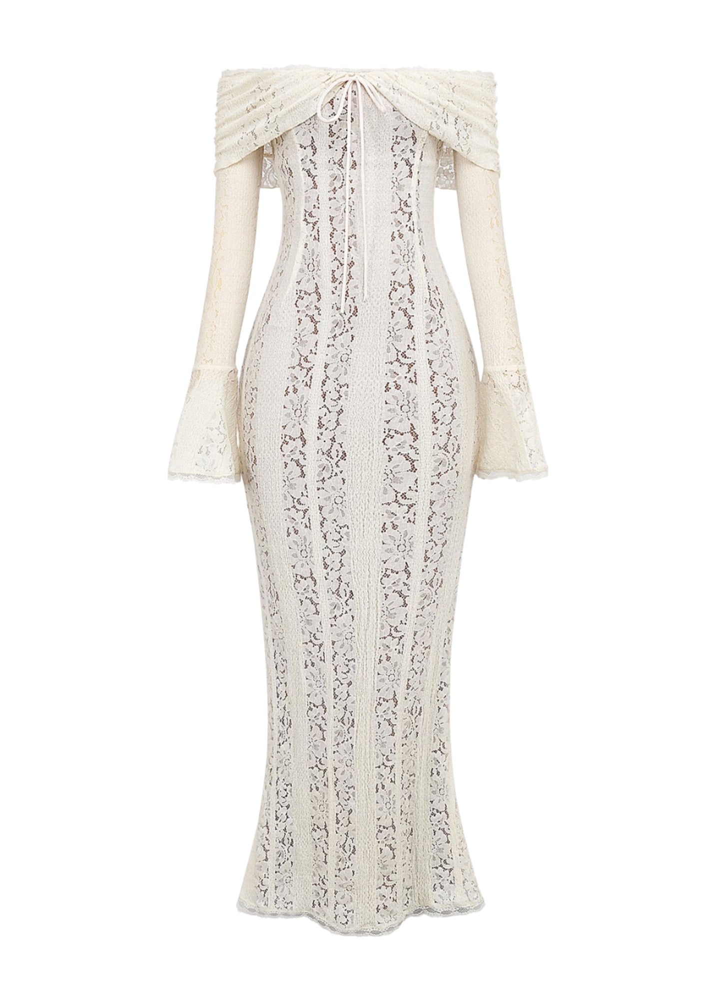 Arielle Elegant Lace White Maxi Dress