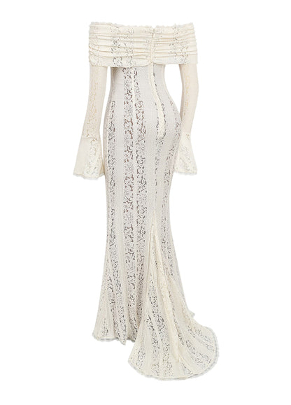 Arielle Elegant Lace White Maxi Dress