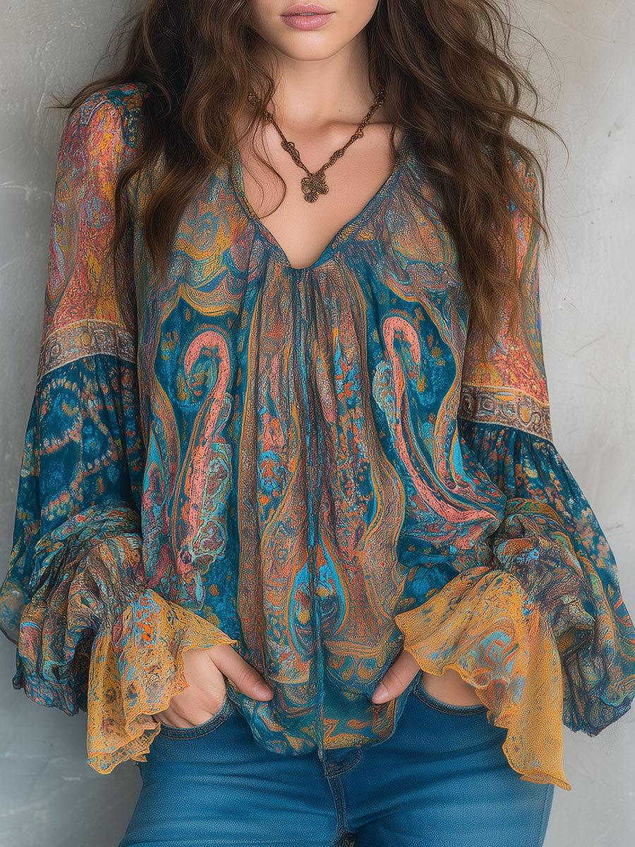 Cyrano Elegant Flowy Womens Blouse