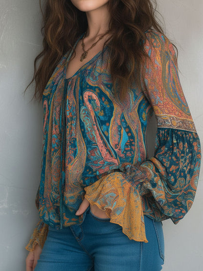 Cyrano Elegant Flowy Womens Blouse