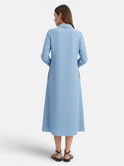 Women’s Button Front Midi Shirt Dress – Relaxed Flattering Fit