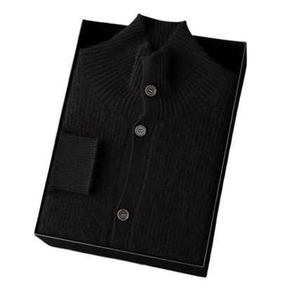 Stand-Collar Knit Cardigan