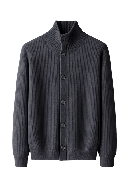 Stand-Collar Knit Cardigan
