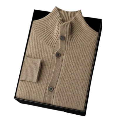 Stand-Collar Knit Cardigan