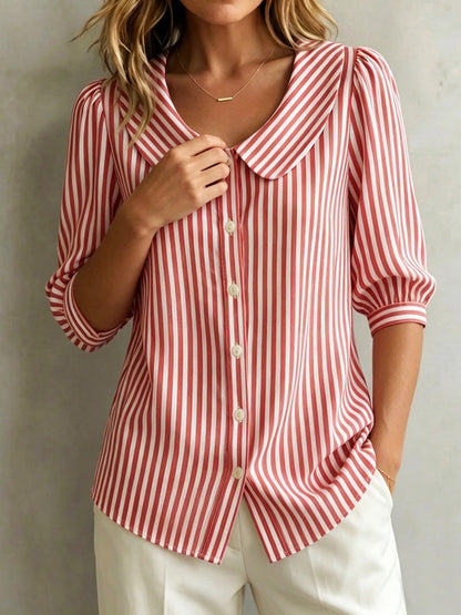 Barbara Elegant Cotton Striped Blouse for Women