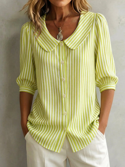 Barbara Elegant Cotton Striped Blouse for Women