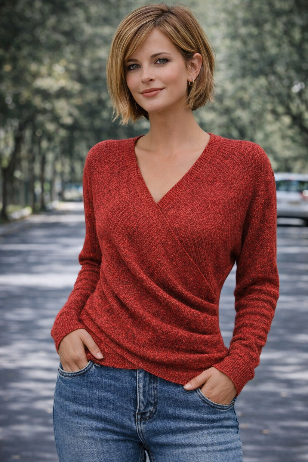 Jenny Elegant V-Neck Women's Sweater