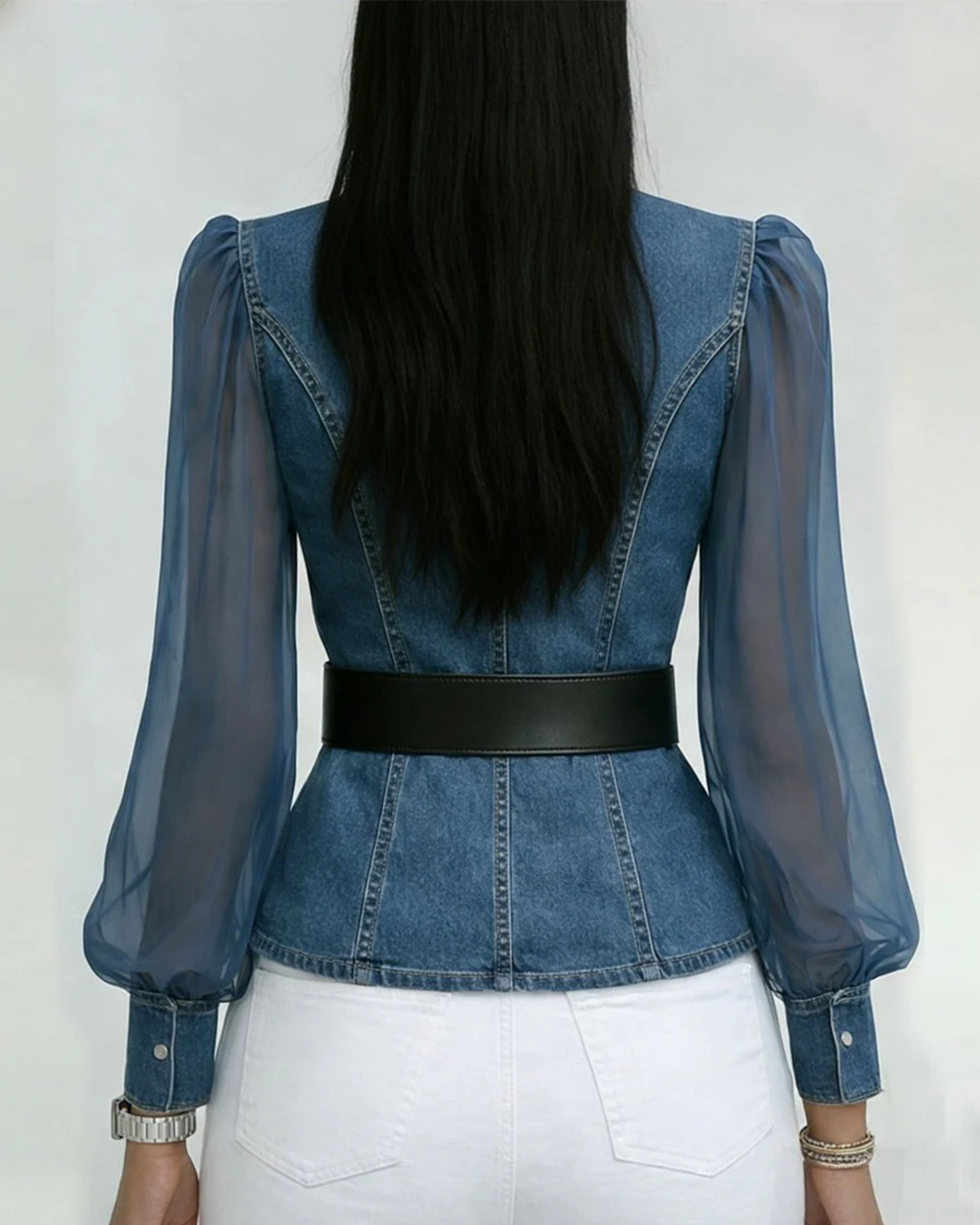 Livia Elegant Wrap-Around Women's Top with Chiffon Sleeves