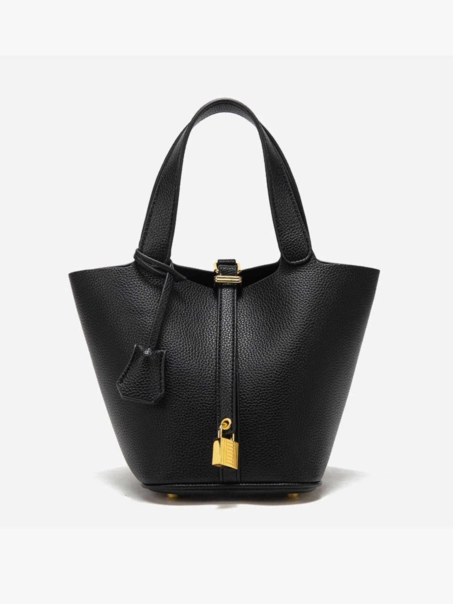Women’s Leather Bucket Bag – Gold Details Classic Style