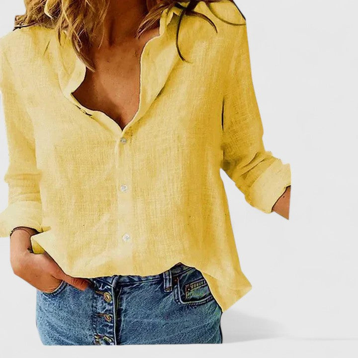 Evelyn Romantic Botanical V-Neck Floral Blouse