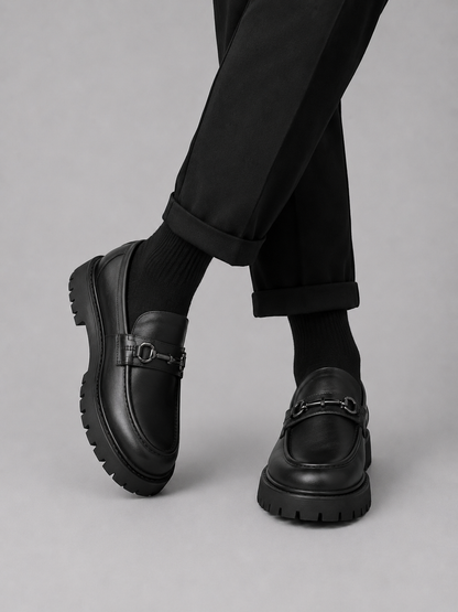 Men’s Chunky Sole Loafers – British Style Slip-On Shoes