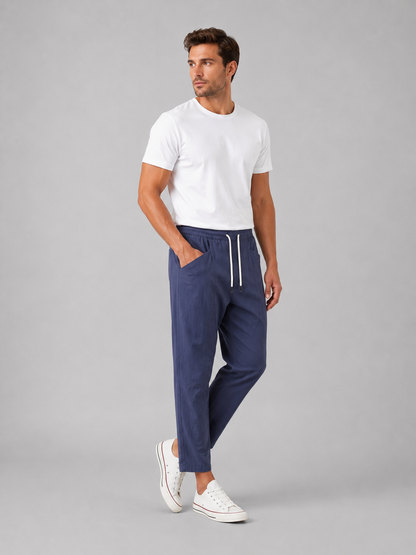Men’s Drawstring Cropped Trousers – Relaxed Fit Summer Style