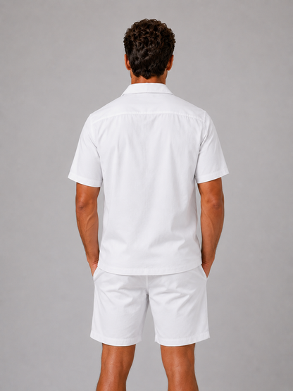 Men’s Linen Look Shirt & Shorts Co-Ord Set – Summer Style