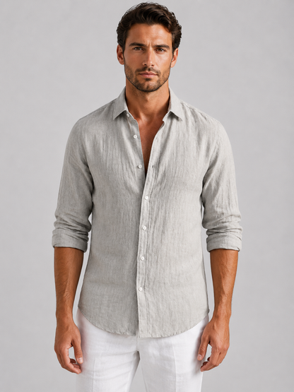 Men’s Linen Look Summer Shirt – Relaxed Fit Button-Up