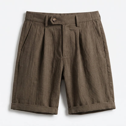 Men’s Pleated Linen Look Shorts – Tailored Summer Fit