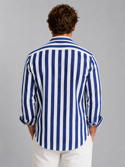 Men’s Striped Linen Look Shirt – Relaxed Summer Button-Up Style
