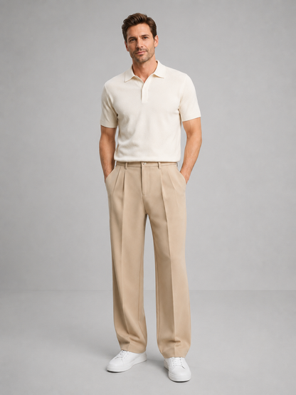 Men's Tailored Straight Leg Trousers – Smart Casual Fit